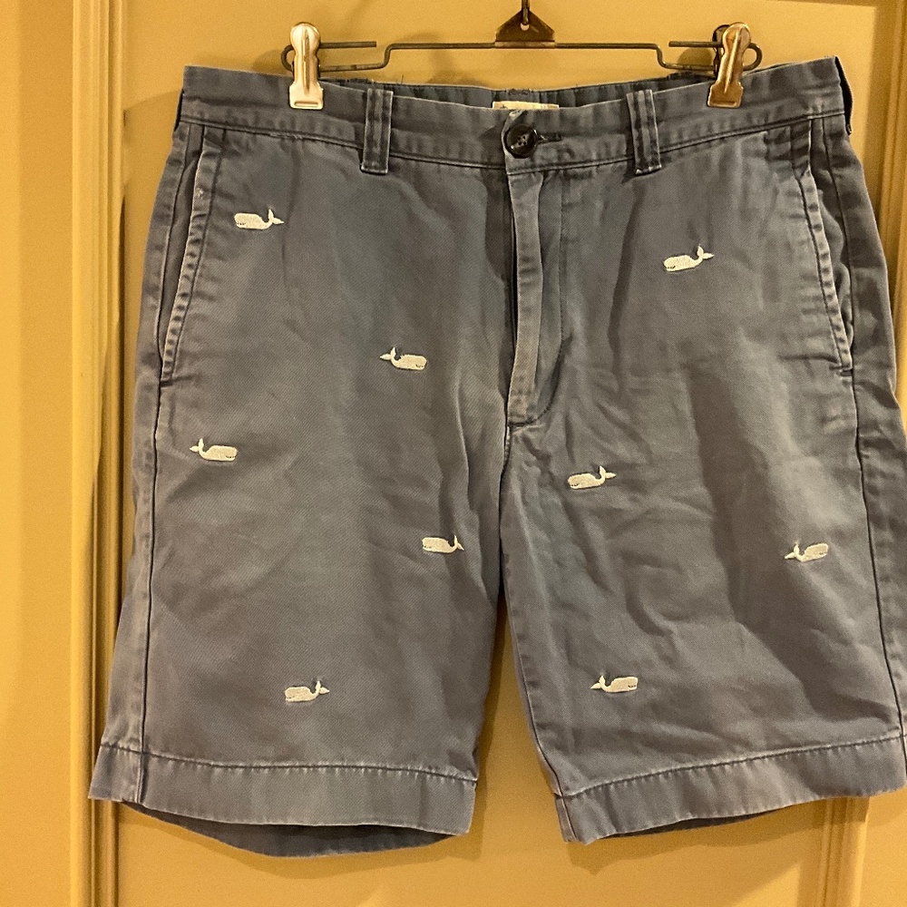 J. Crew 100% Cotton Shorts Blue White Whale 32 waist 9” long
